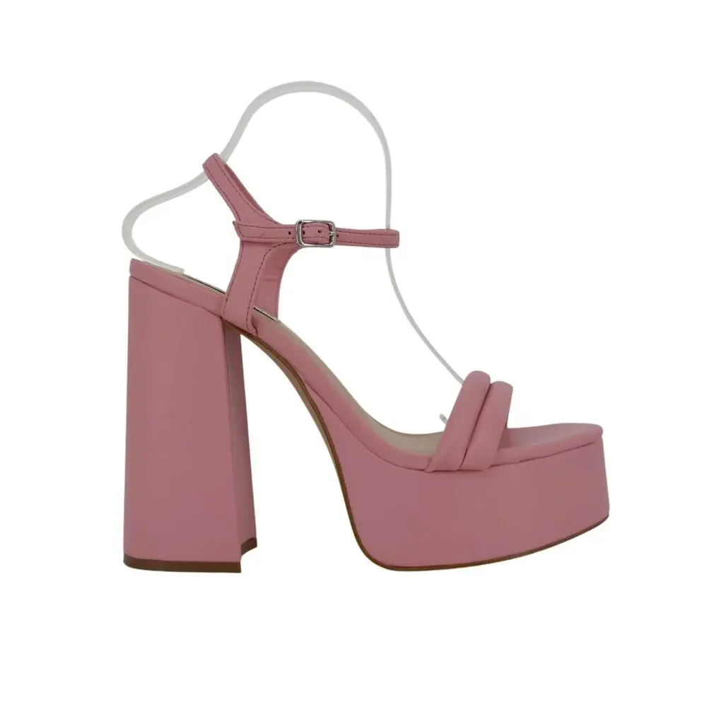 Steve Madden Tille Chunky Platform Sandal Heels size 10 Pink Vegan Leather